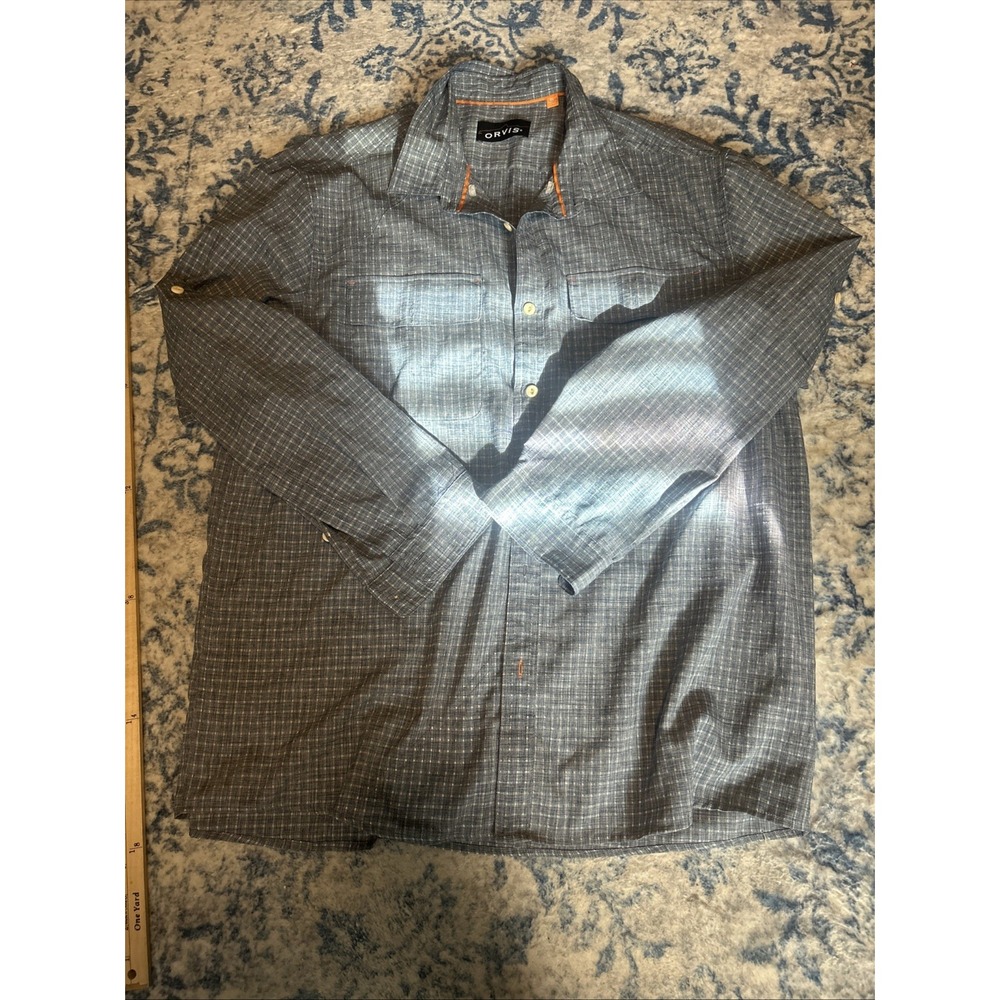 Orvis Shirt Mens XL Trout Bum Fishing Hiking Pockets Performance Polyester